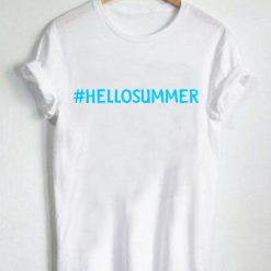 Unisex Premium Hello Summer White T shirt Design Clothfusion