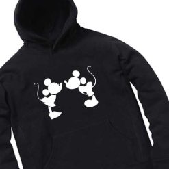 Mickey And Minnie Mouse Kiss Black Adult Fashion Hoodie Apparel Clothfusion
