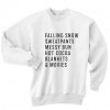 Falling Snow Sweatpants Messy Bun Hot Cocoa Blankets & Movies Sweater