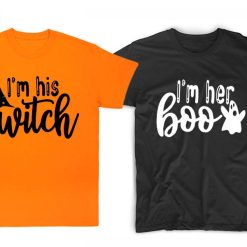 Halloween Couples Shirts His Witch Her Boo
